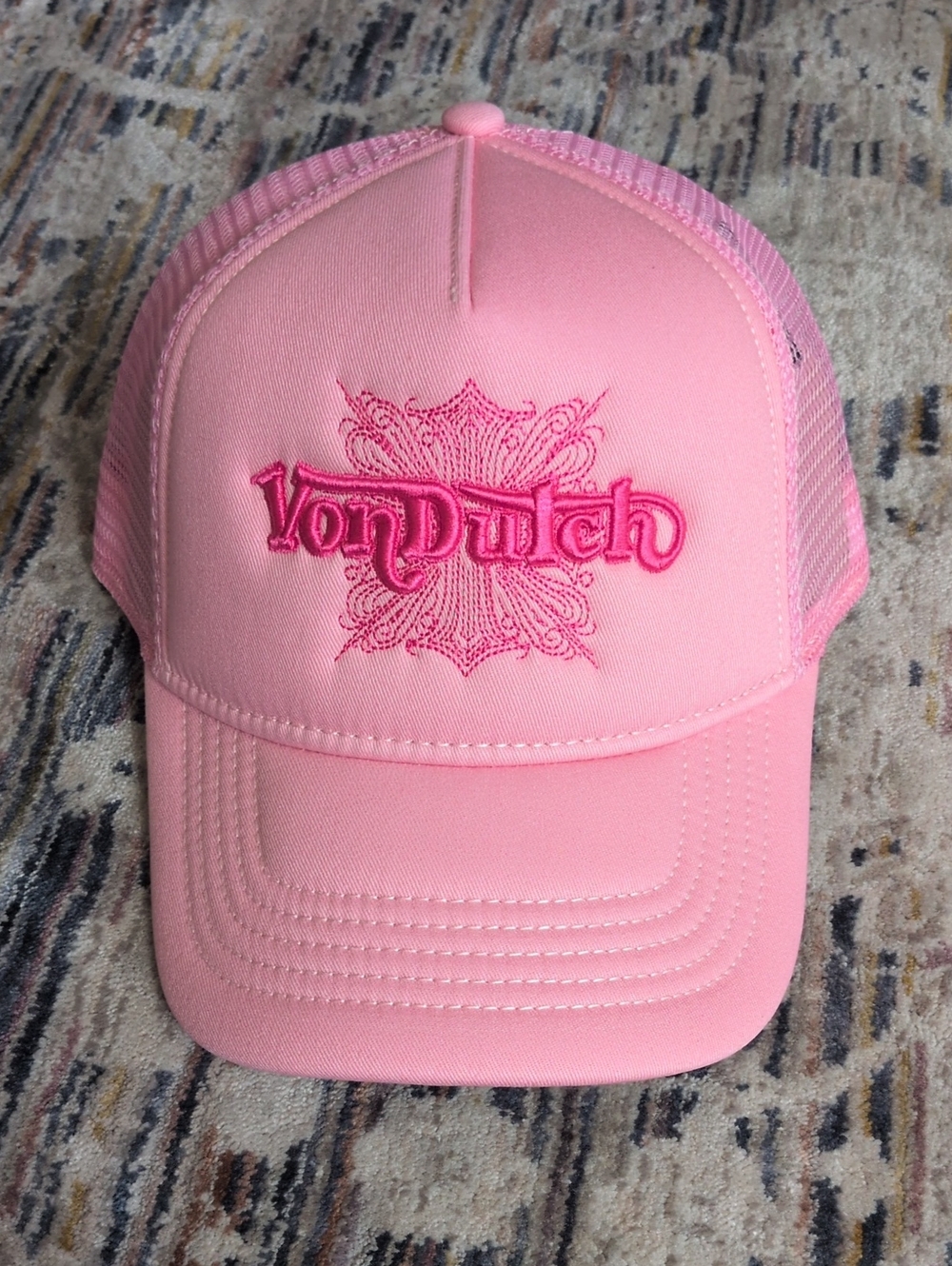 NWT Von Dutch Light Pink Embroidered Trucker Hat